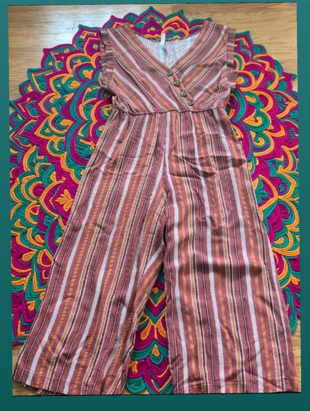 Xhilaration Pink & Rust Striped Sleeveless Jumpsuit